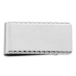 Rhodium-plated Kelly Waters Swiss Cut Edge Men's Gifts Money Clip